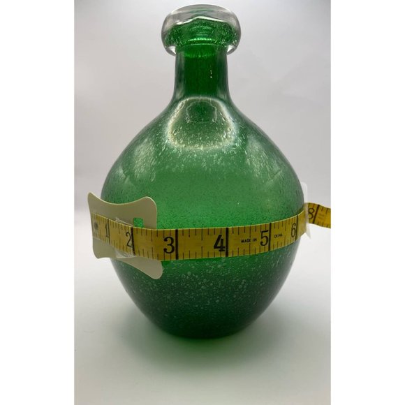 Mid century modern handcrafted with bubble details dark green glass vase - Picture 8 of 8